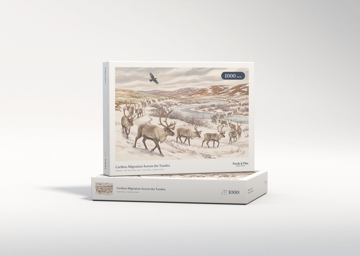 Caribou Migration Across the Tundra jigsaw puzzle - gift box