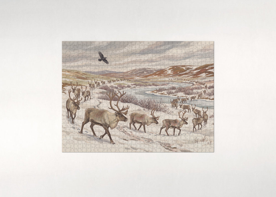 Caribou Migration Across the Tundra jigsaw puzzle - gift box