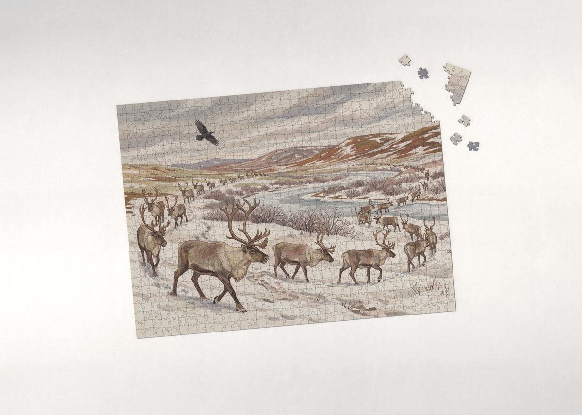 Caribou Migration Across the Tundra jigsaw puzzle - puzzle with loose pieces