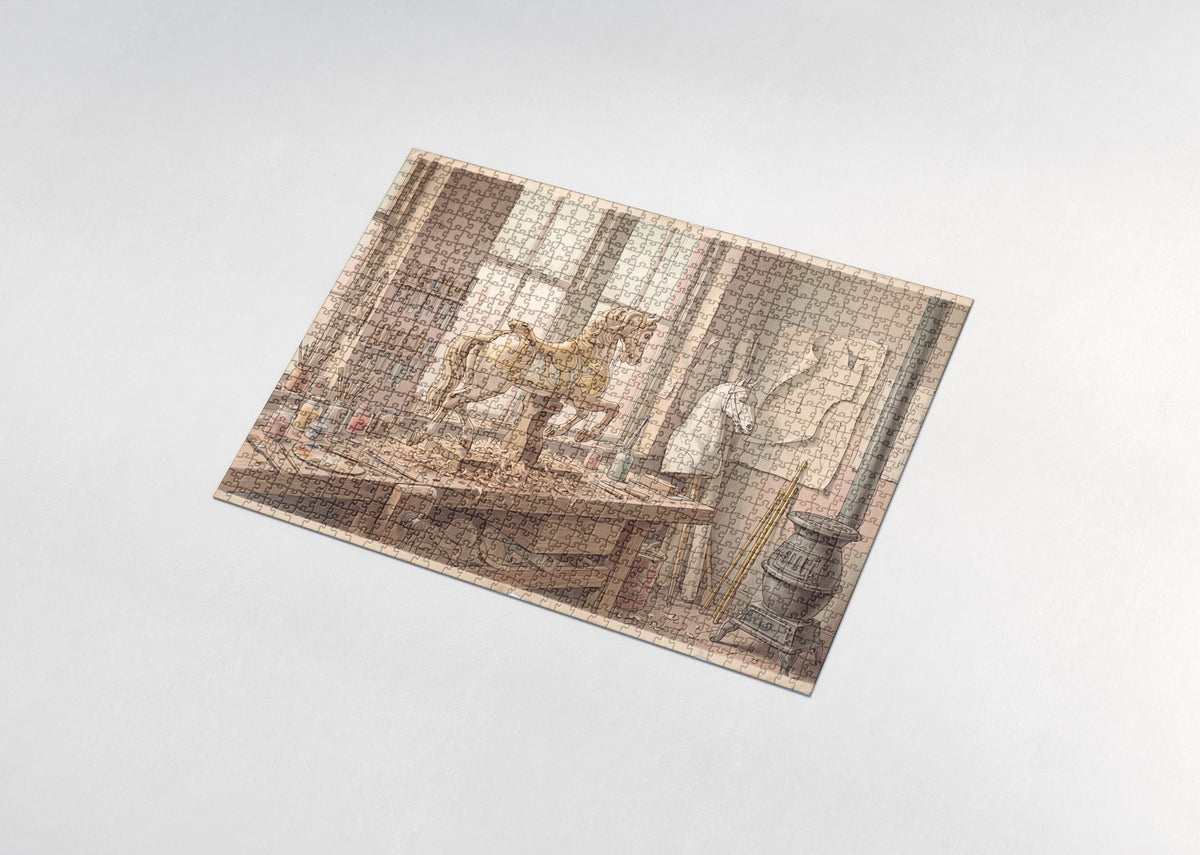Carousel Horse in the Painter's Workshop jigsaw puzzle - assembled puzzle