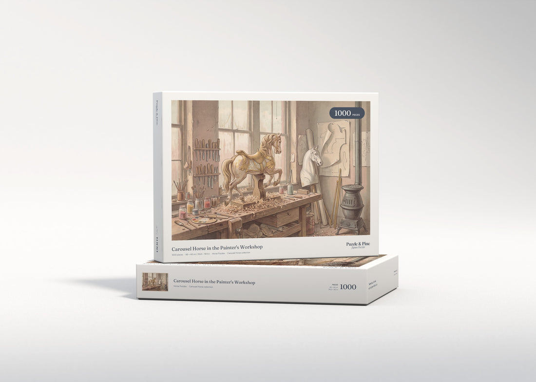 Carousel Horse in the Painter's Workshop jigsaw puzzle - gift box