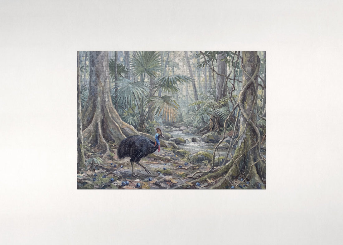 Cassowary in the Rainforest jigsaw puzzle - gift box