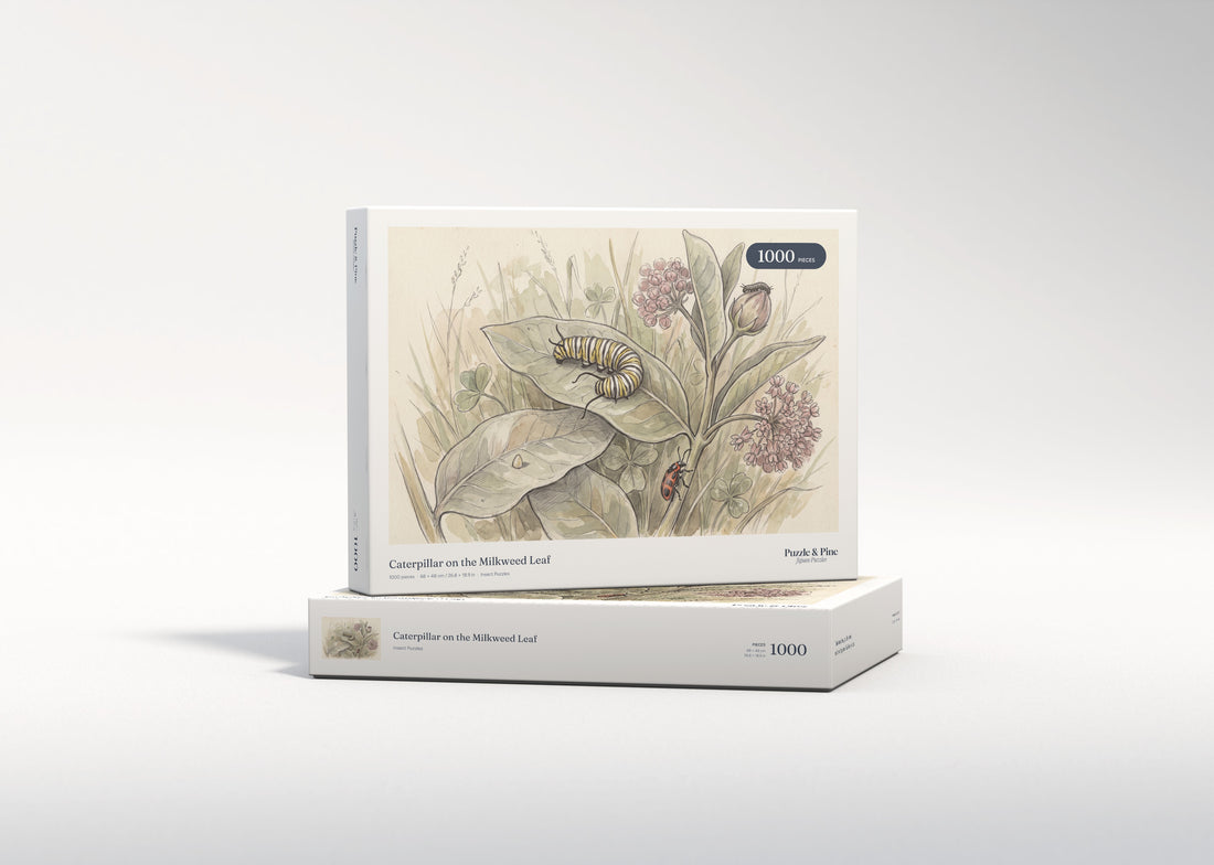 Caterpillar on the Milkweed Leaf jigsaw puzzle - gift box