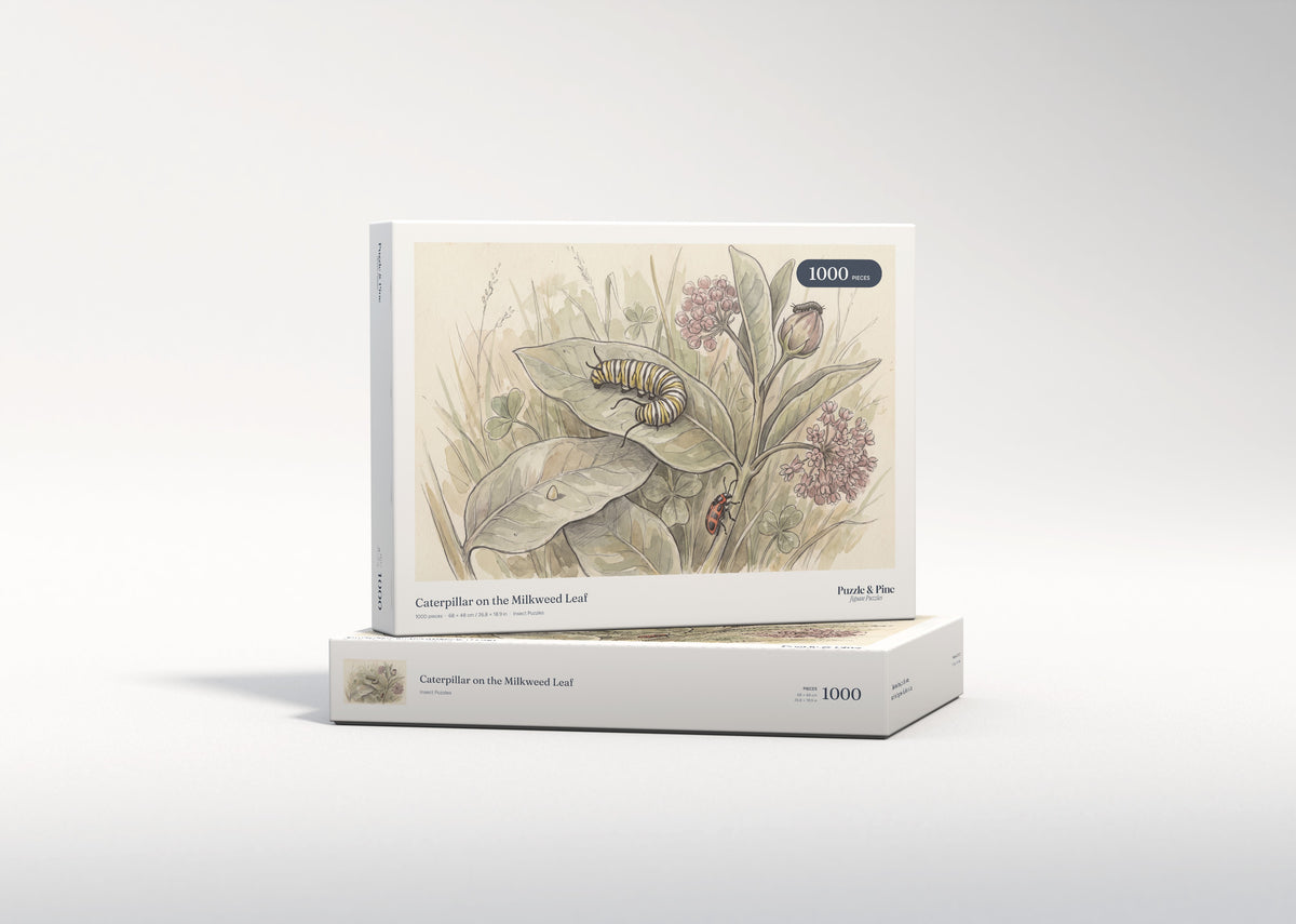 Caterpillar on the Milkweed Leaf jigsaw puzzle - gift box