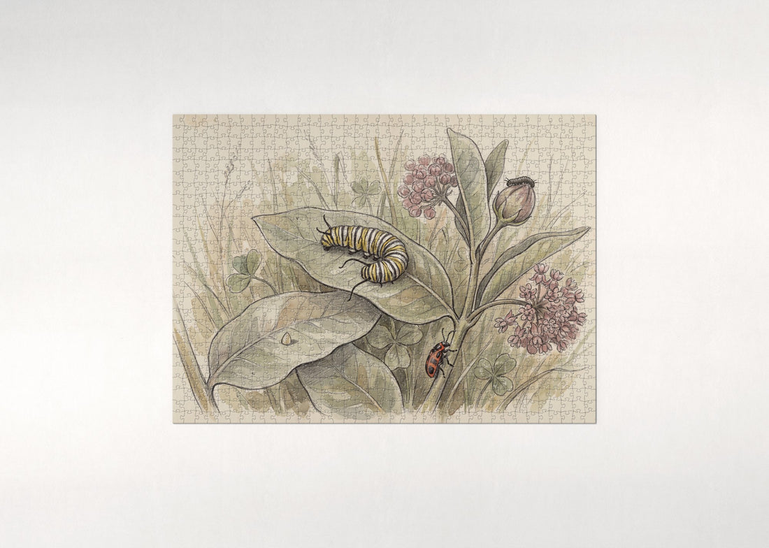 Caterpillar on the Milkweed Leaf jigsaw puzzle - gift box