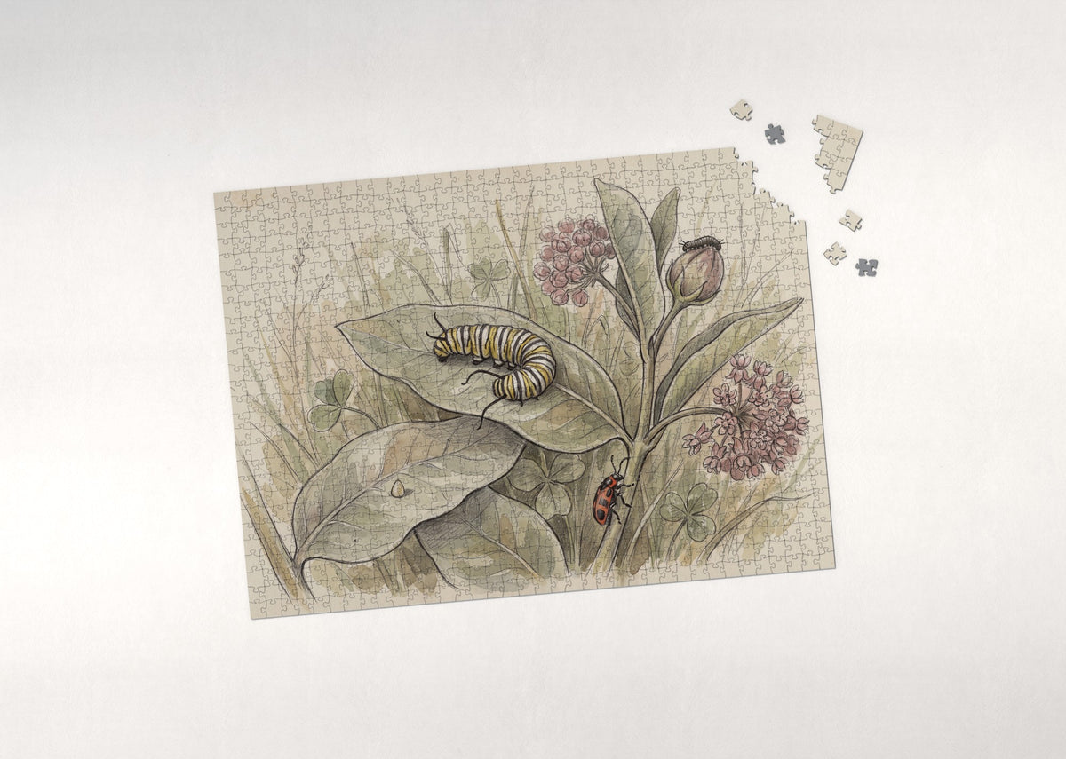 Caterpillar on the Milkweed Leaf jigsaw puzzle - puzzle with loose pieces