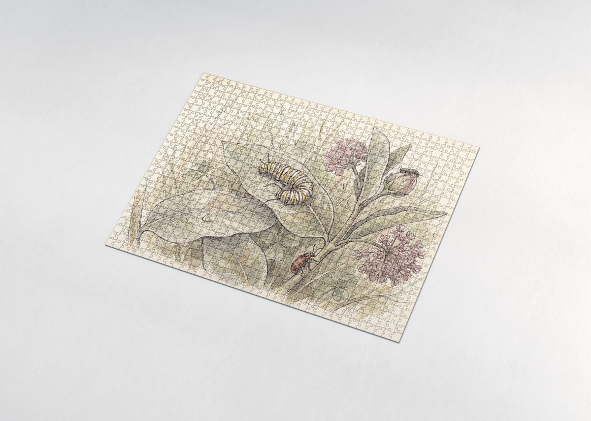 Caterpillar on the Milkweed Leaf jigsaw puzzle - assembled puzzle