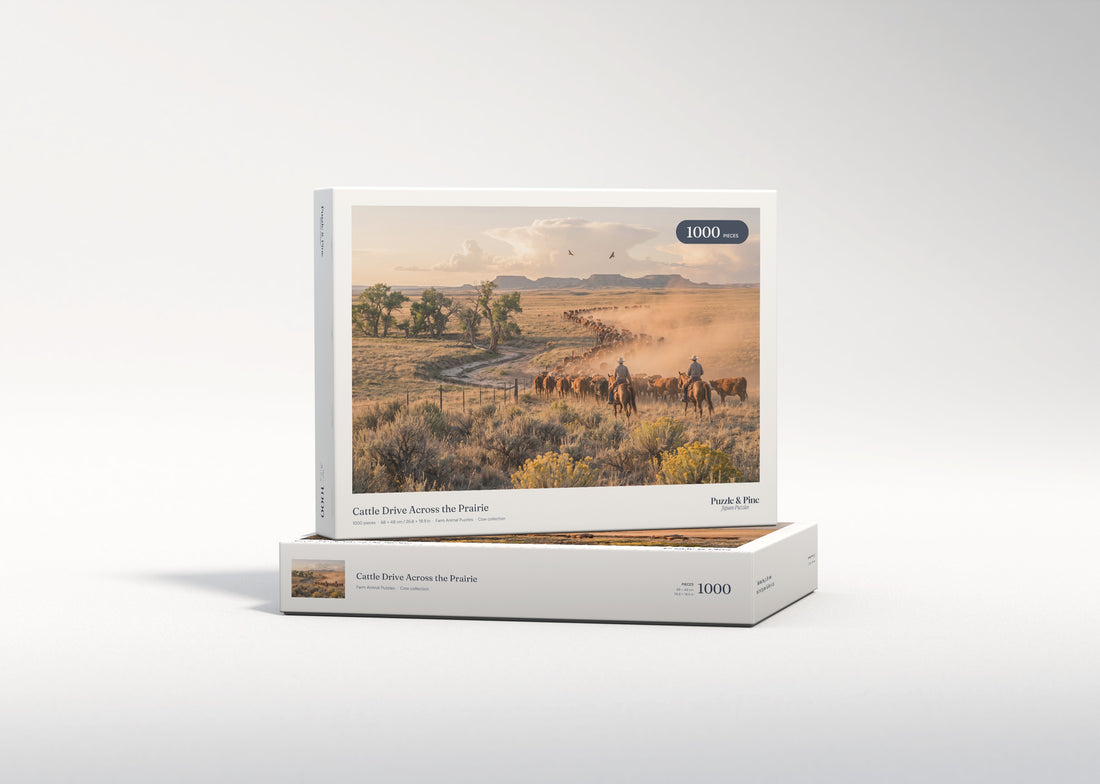 Cattle Drive Across the Prairie jigsaw puzzle - gift box