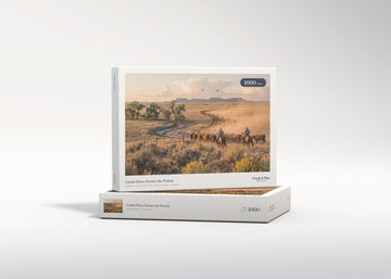Cattle Drive Across the Prairie jigsaw puzzle - gift box