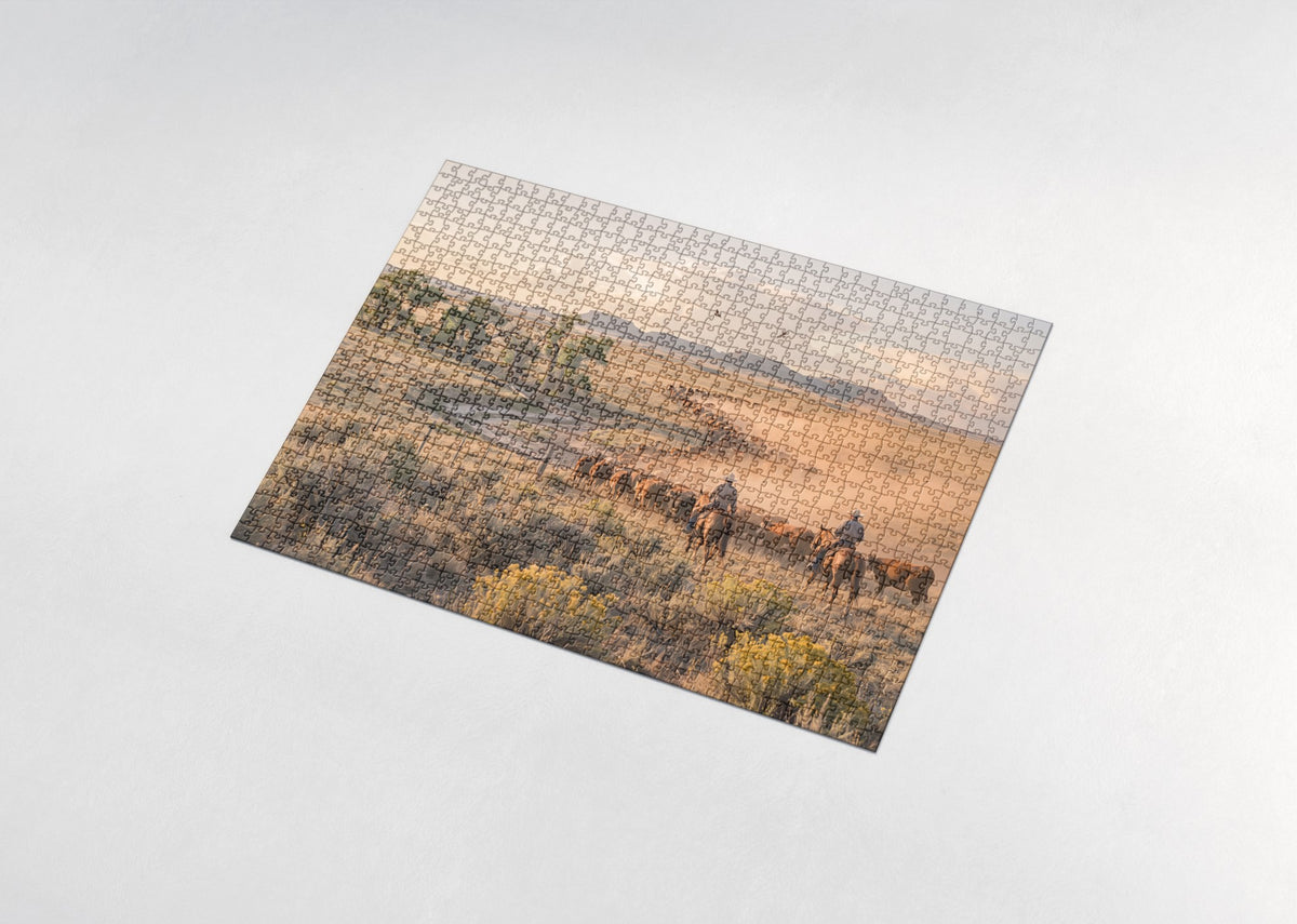 Cattle Drive Across the Prairie jigsaw puzzle - assembled puzzle