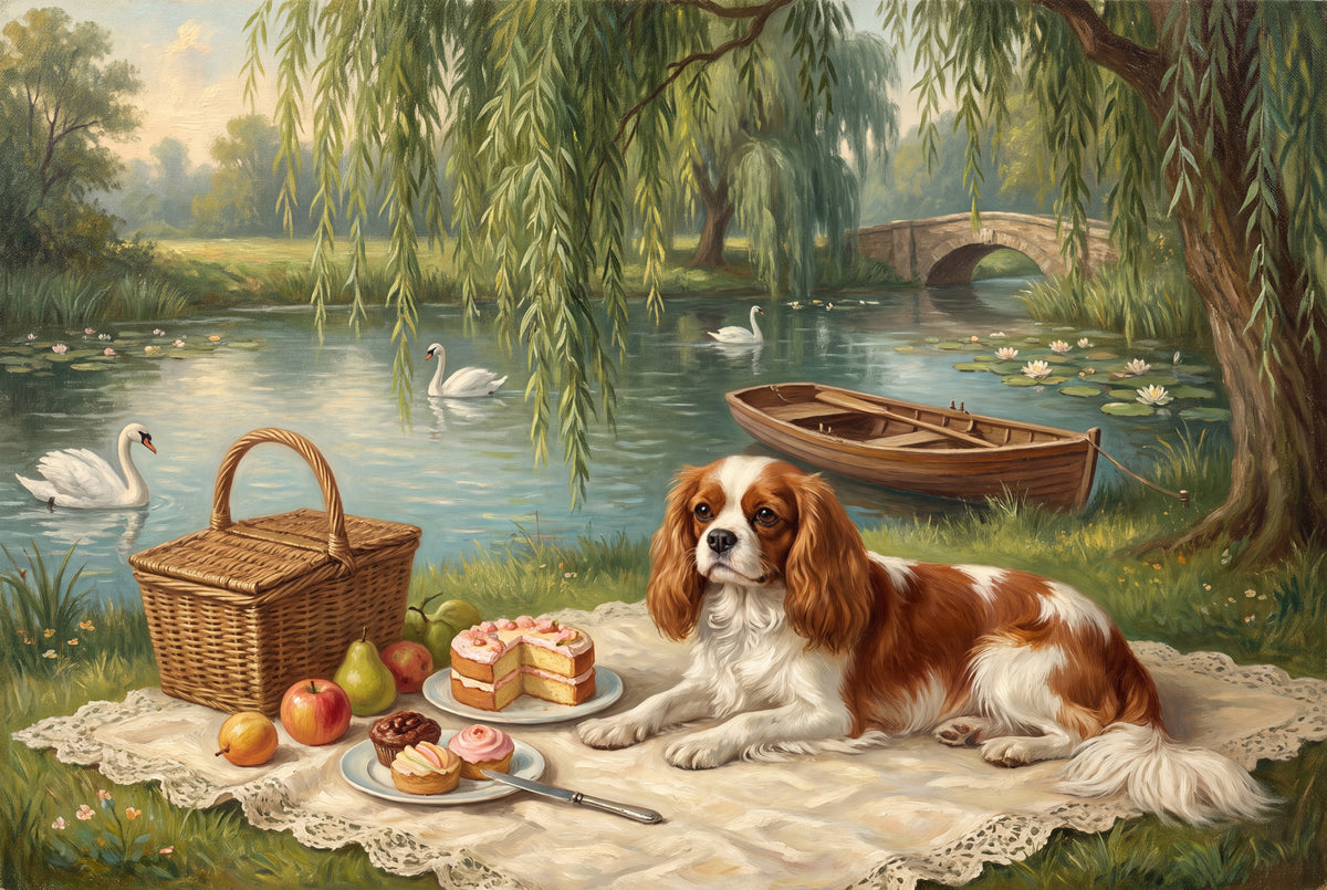 Cavalier at the Riverside Willow Picnic jigsaw puzzle