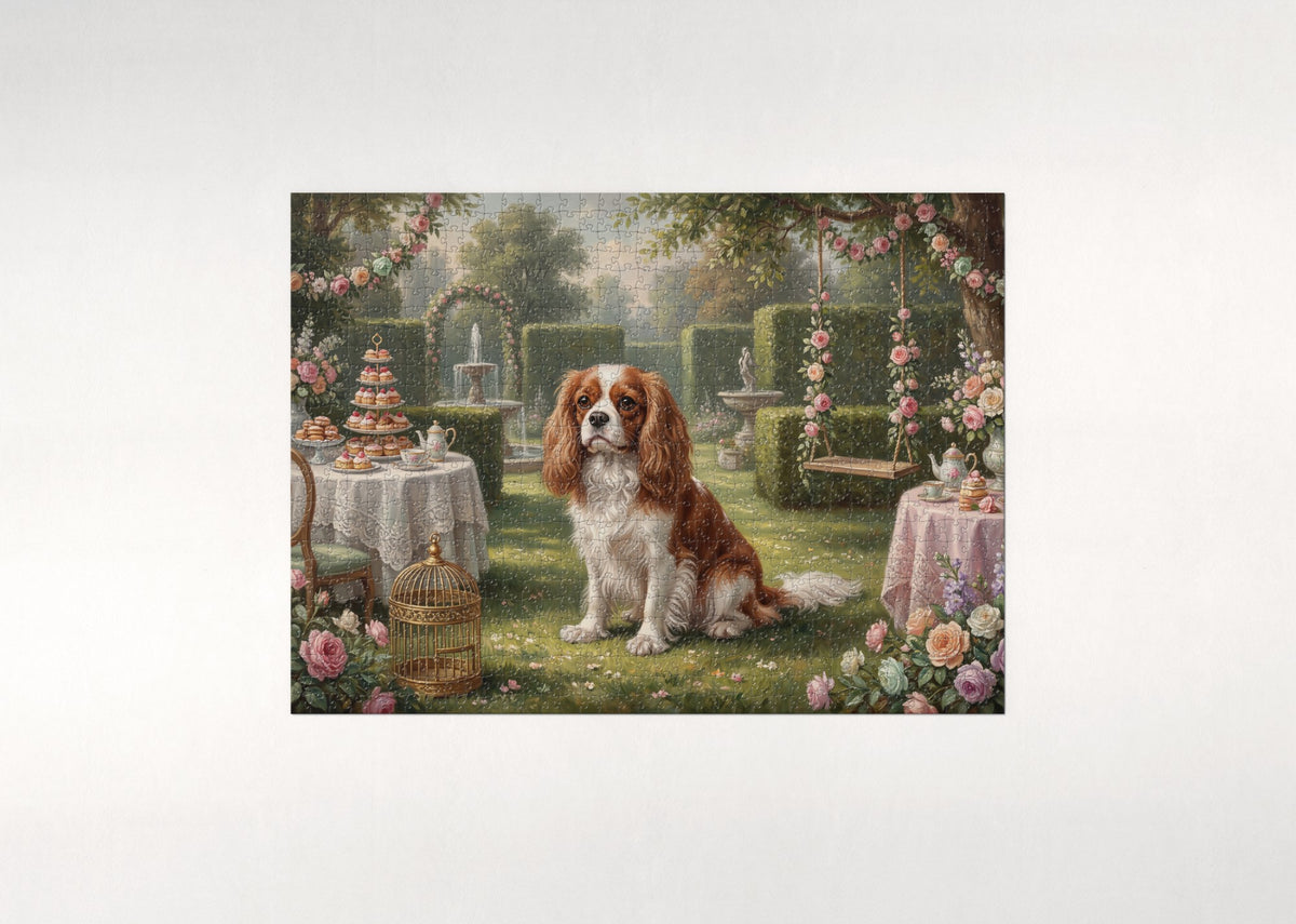 Cavalier at the Spring Garden Party jigsaw puzzle - flat puzzle
