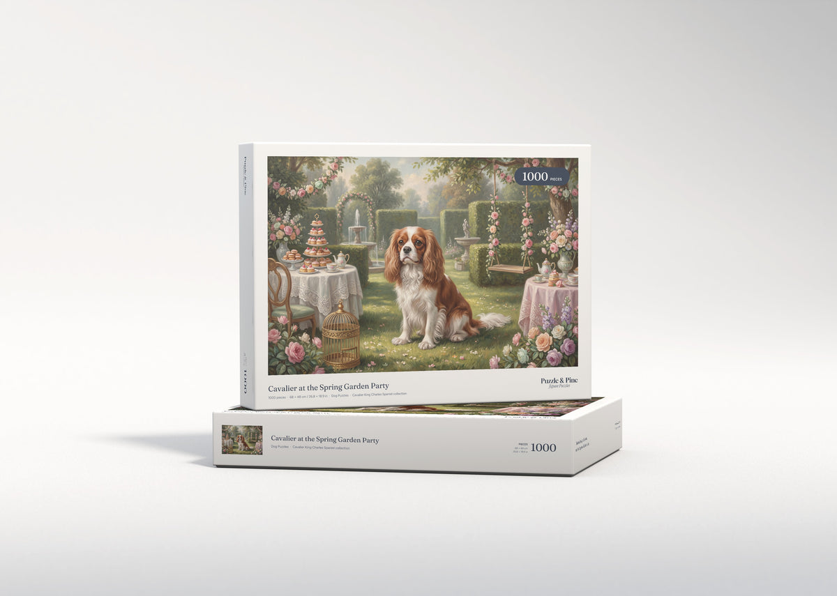 Cavalier at the Spring Garden Party jigsaw puzzle - gift box