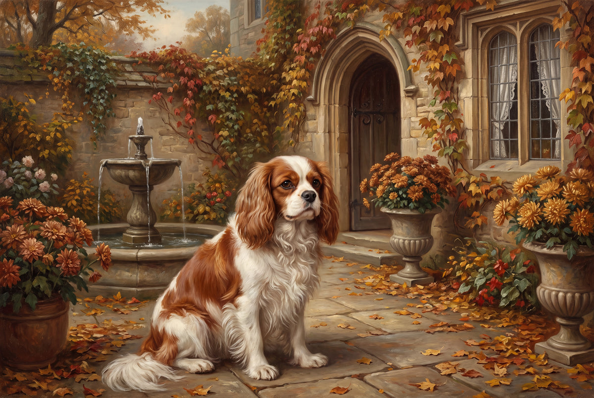 Cavalier in the Autumn Courtyard jigsaw puzzle