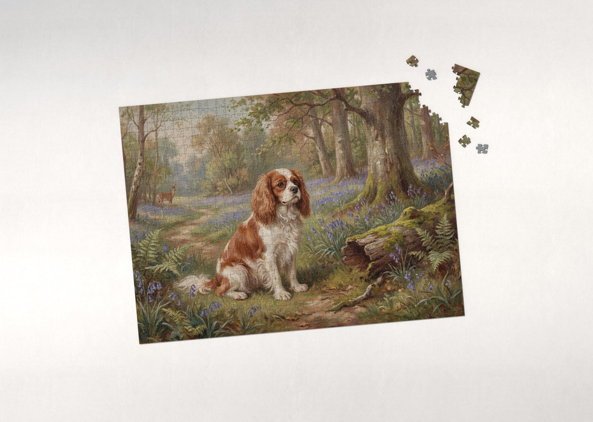 Cavalier in the Bluebell Forest jigsaw puzzle - puzzle with loose pieces