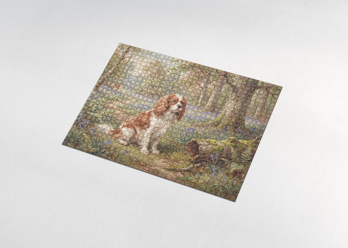 Cavalier in the Bluebell Forest jigsaw puzzle - assembled puzzle