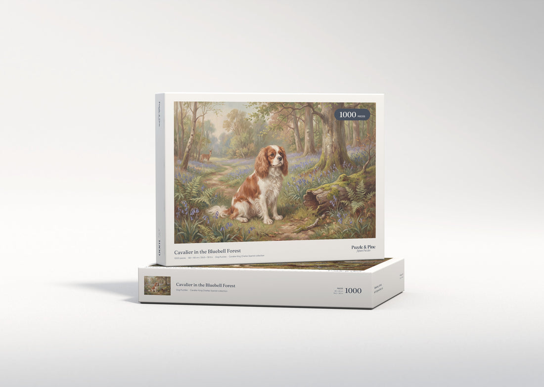 Cavalier in the Bluebell Forest jigsaw puzzle - gift box