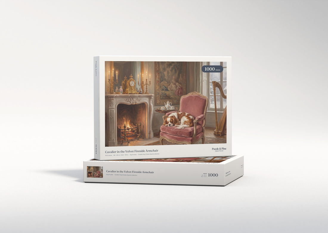 Cavalier in the Velvet Fireside Armchair jigsaw puzzle - gift box