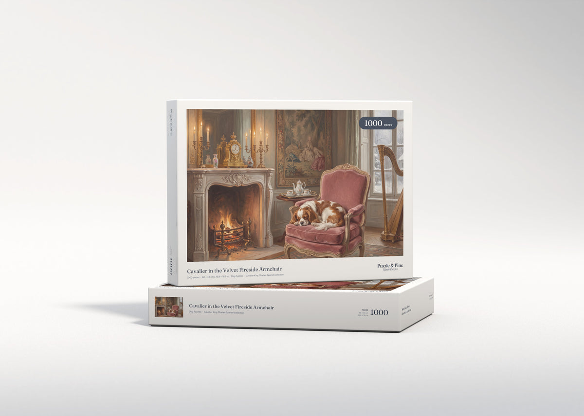 Cavalier in the Velvet Fireside Armchair jigsaw puzzle - gift box