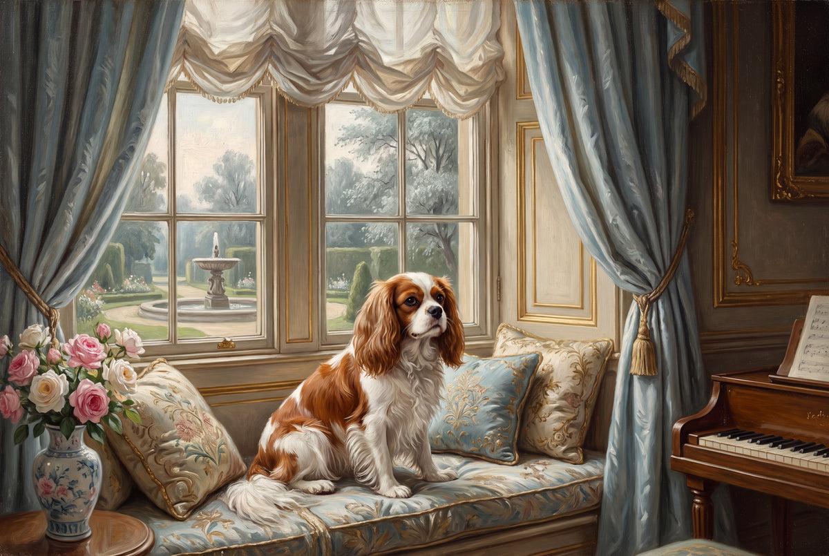 Cavalier on the Manor Window Seat jigsaw puzzle