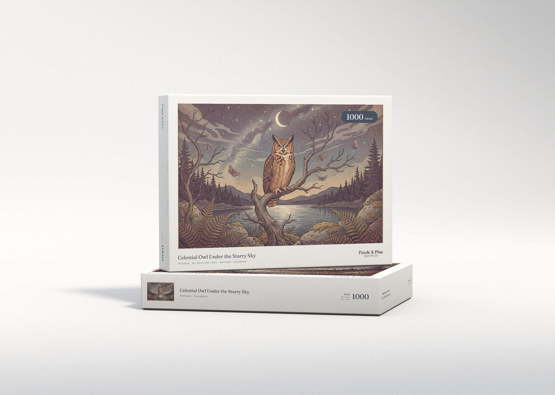 Owl Under the Starry Sky jigsaw puzzle - gift box