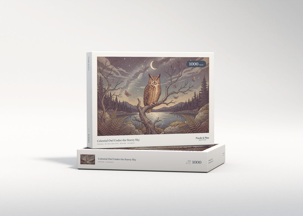 Owl Under the Starry Sky jigsaw puzzle - gift box
