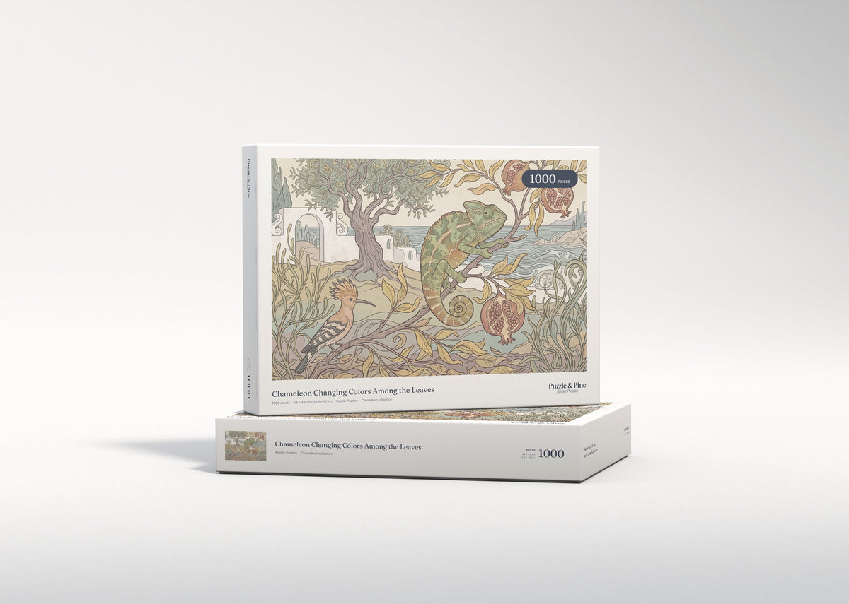 Chameleon Changing Colors Among the Leaves jigsaw puzzle - gift box