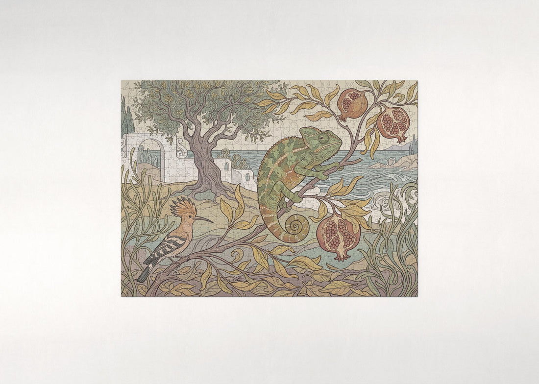Chameleon Changing Colors Among the Leaves jigsaw puzzle - gift box