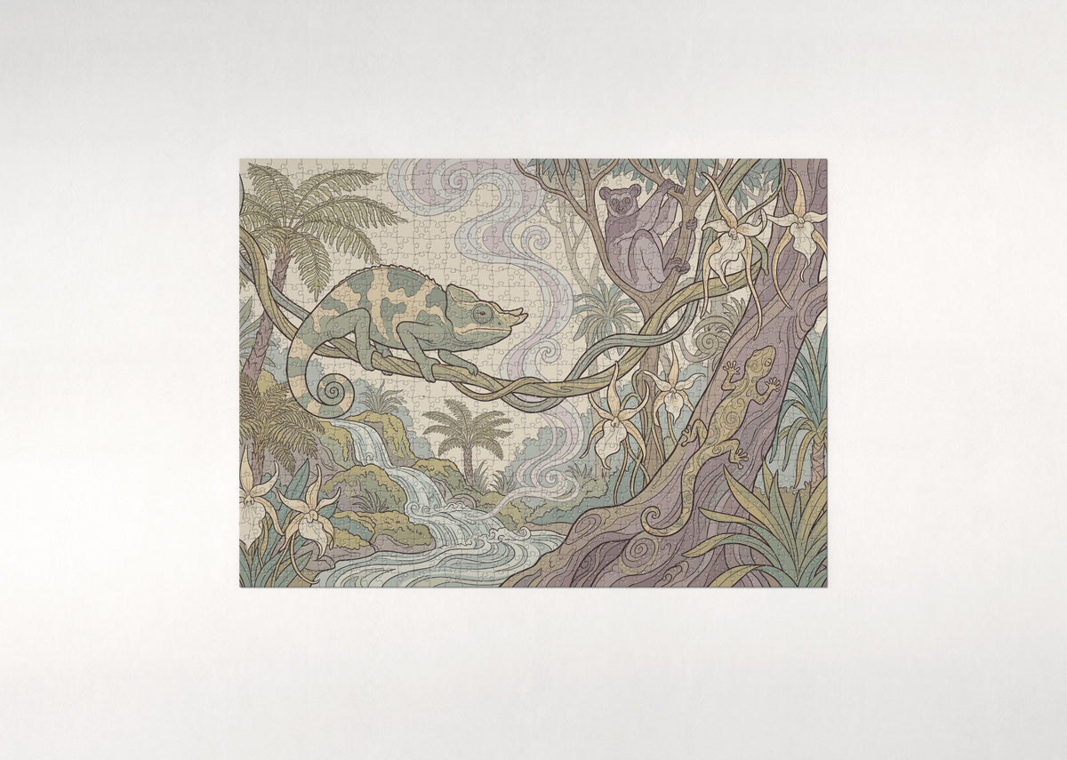 Chameleon in the Madagascar Forest jigsaw puzzle - flat puzzle