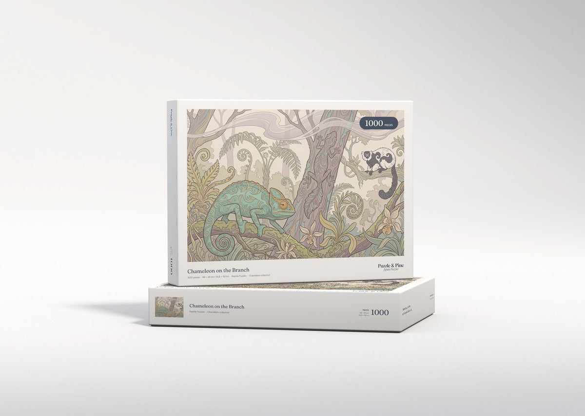 Chameleon on the Branch jigsaw puzzle - gift box