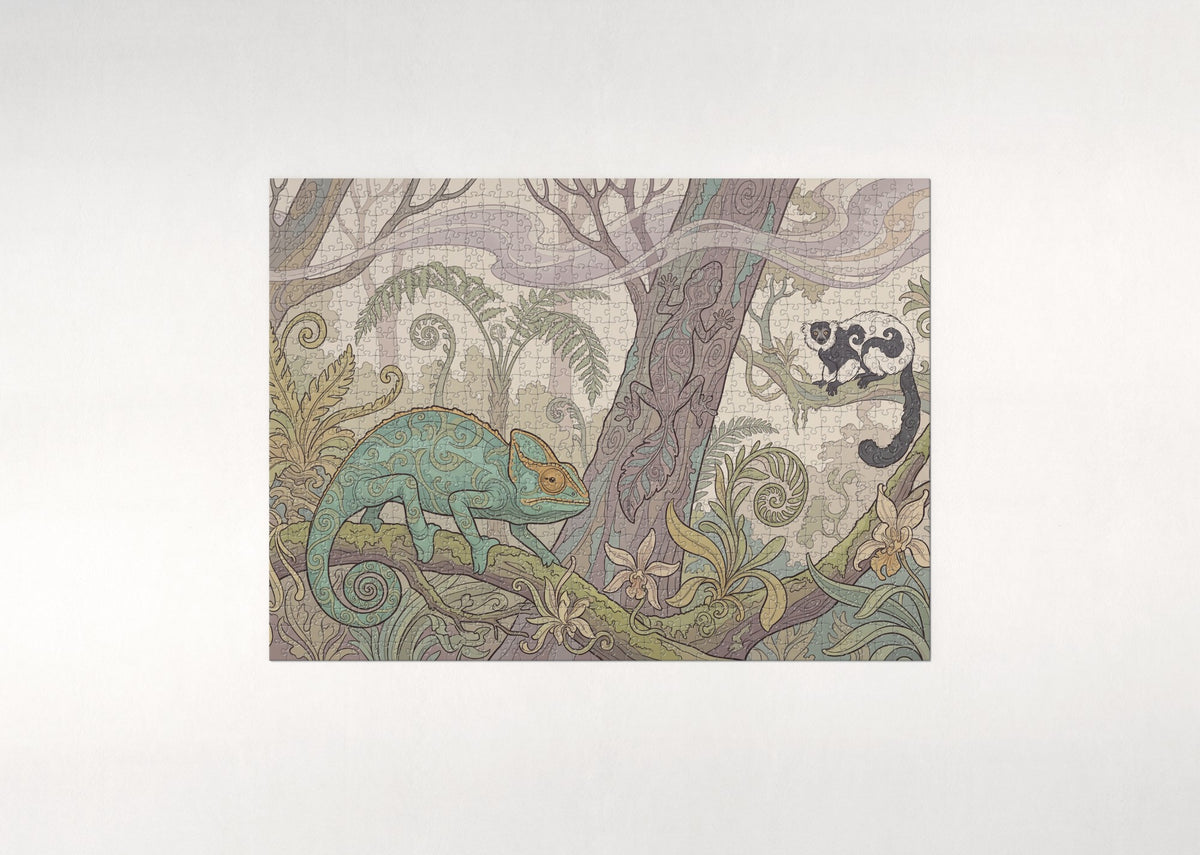Chameleon on the Branch jigsaw puzzle - flat puzzle
