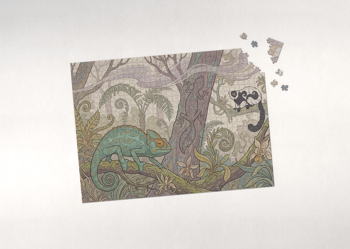 Chameleon on the Branch jigsaw puzzle - puzzle with loose pieces