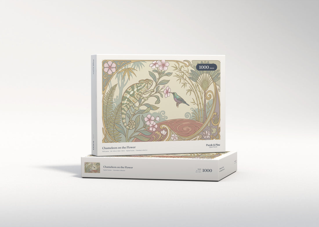 Chameleon on the Flower jigsaw puzzle - gift box