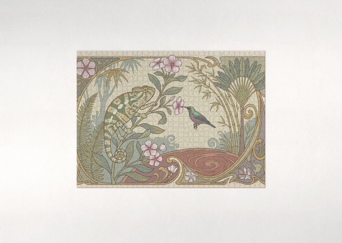 Chameleon on the Flower jigsaw puzzle - flat puzzle