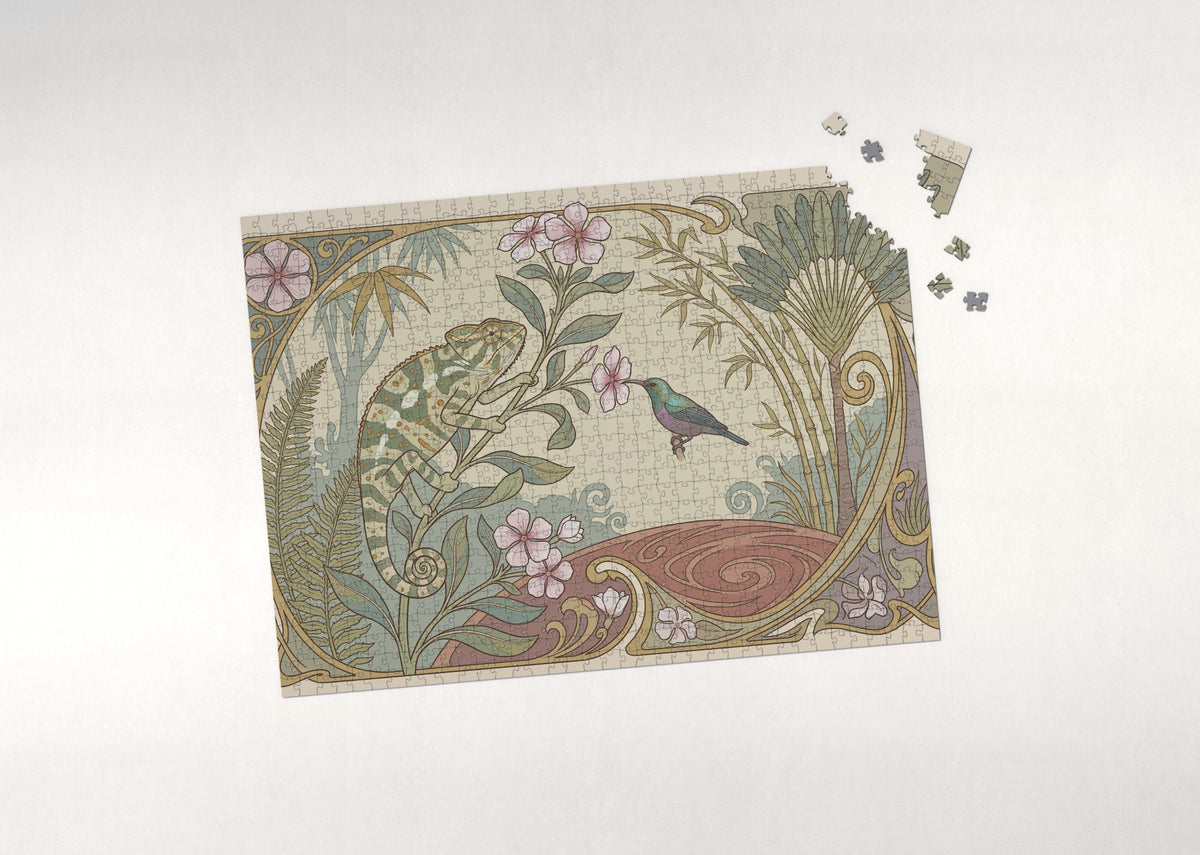 Chameleon on the Flower jigsaw puzzle - puzzle with loose pieces