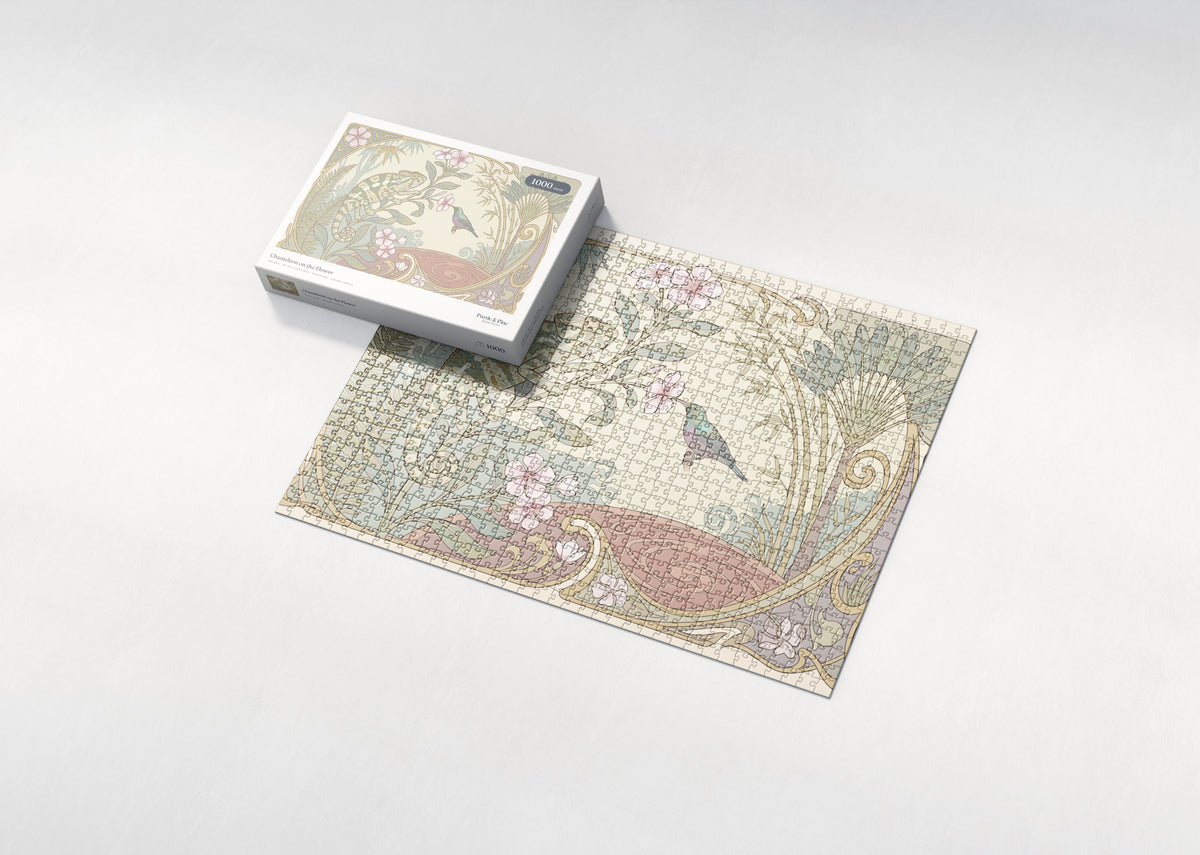 Chameleon on the Flower jigsaw puzzle - box and puzzle