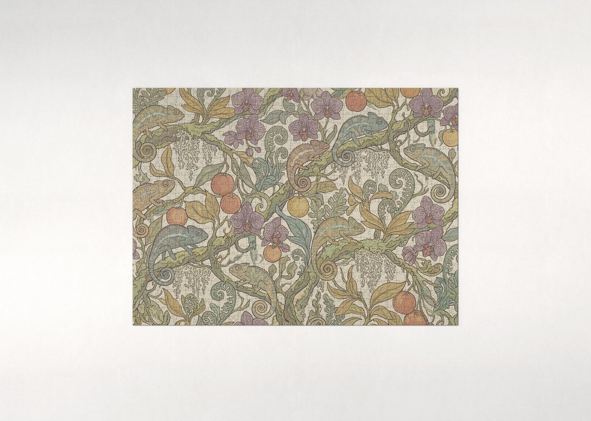 Chameleon Pattern Illustration jigsaw puzzle - flat puzzle
