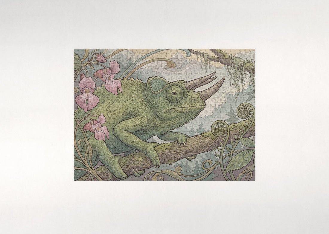Chameleon Portrait Close Up jigsaw puzzle - gift box