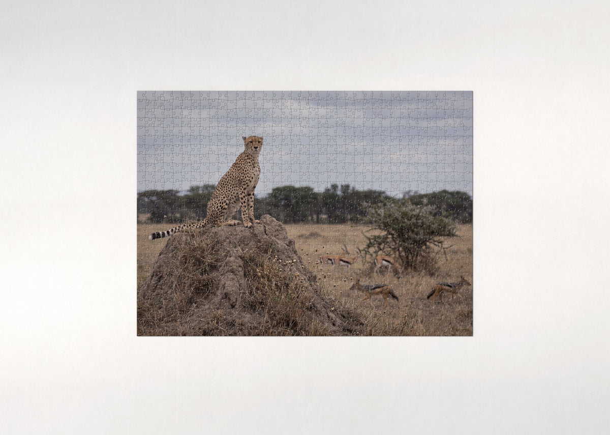 Cheetah on the Termite Mound jigsaw puzzle - flat puzzle