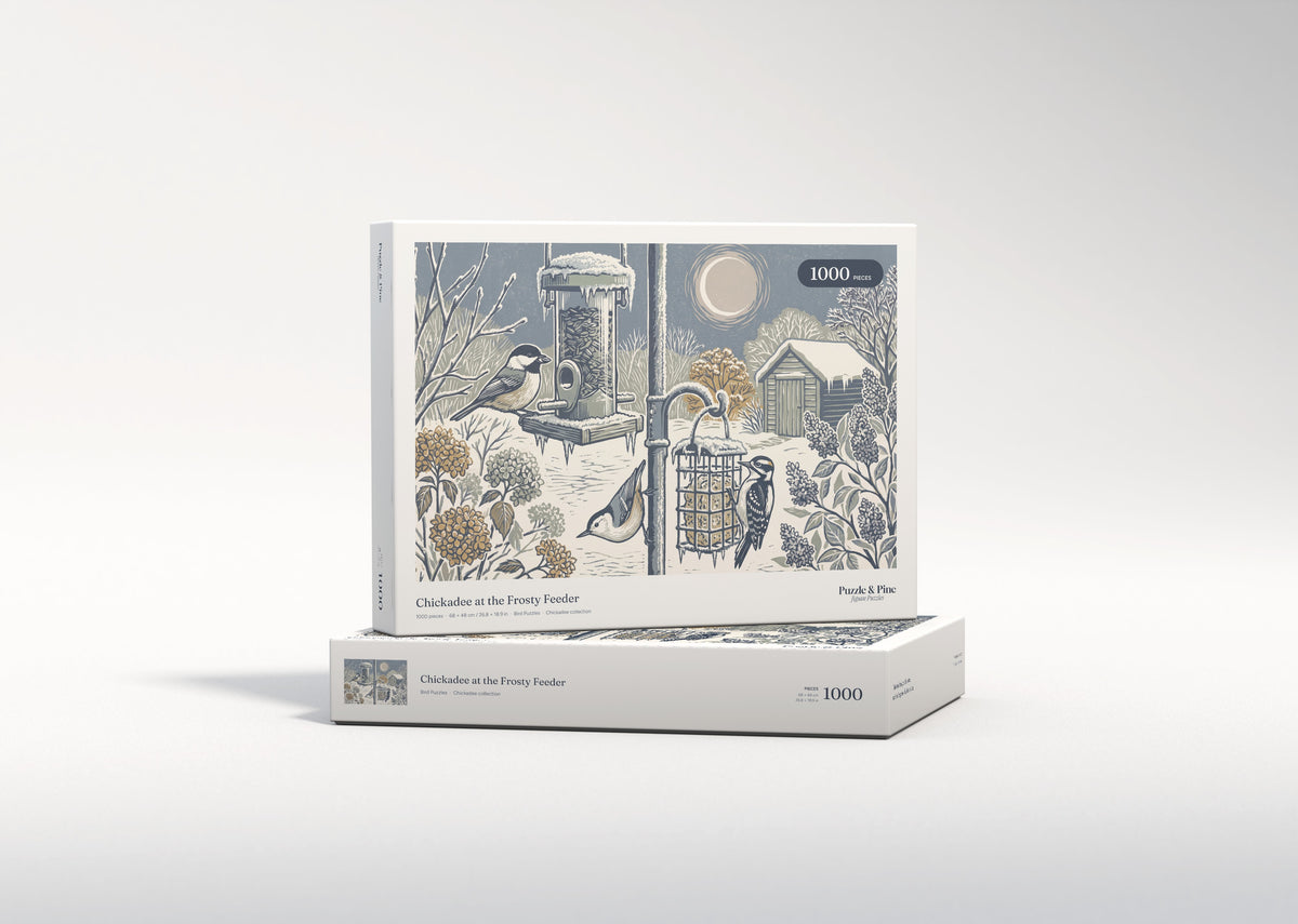 Chickadee at the Frosty Feeder jigsaw puzzle - gift box