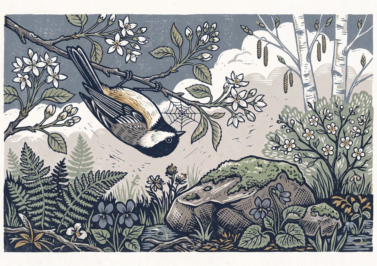 Chickadee at the Spring Blossoms jigsaw puzzle