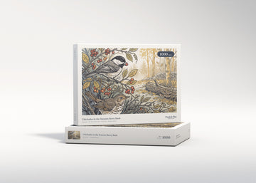 Chickadee in the Autumn Berry Bush jigsaw puzzle - gift box