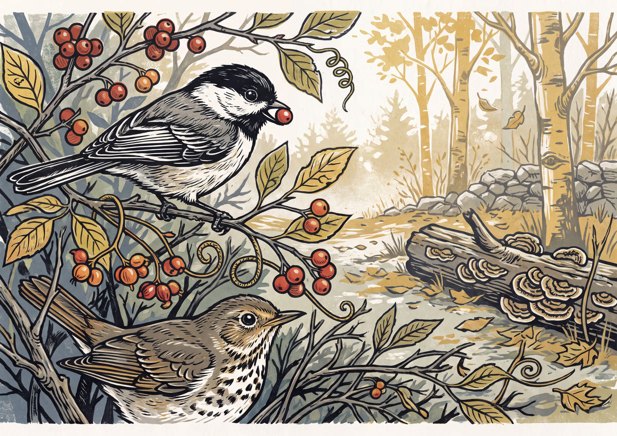 Chickadee in the Autumn Berry Bush jigsaw puzzle
