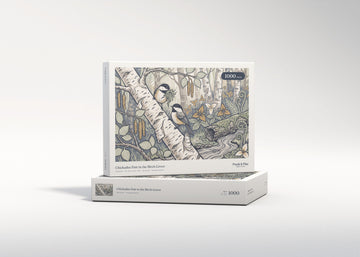 Chickadee Pair in the Birch Grove jigsaw puzzle - gift box
