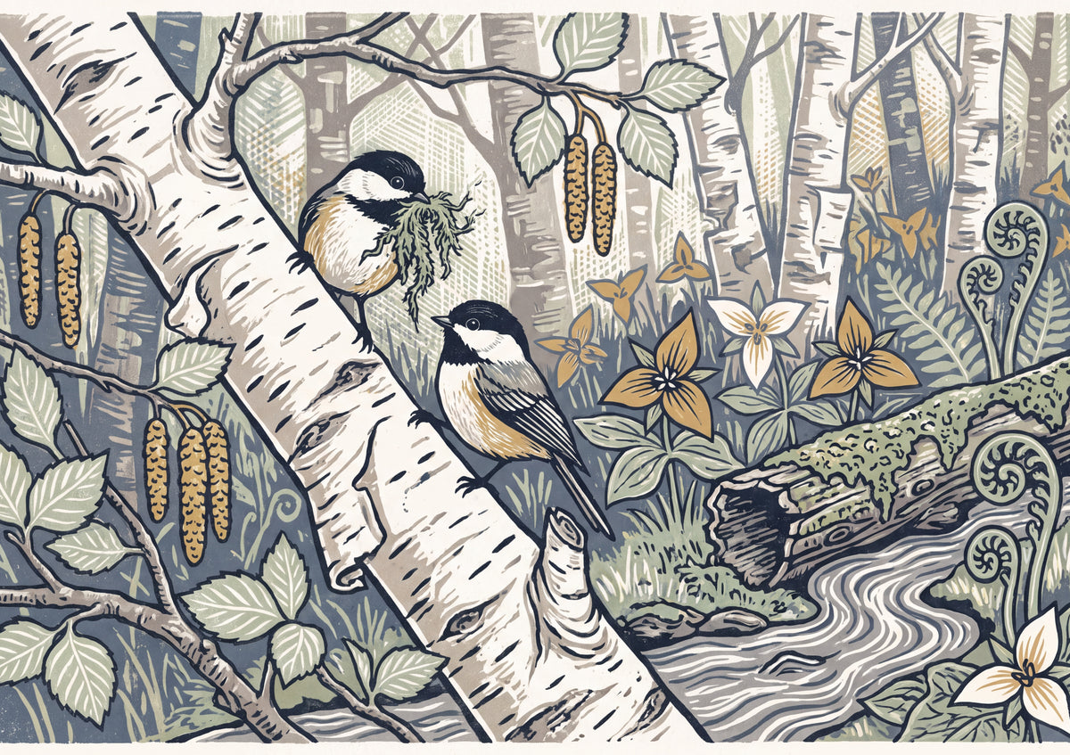 Chickadee Pair in the Birch Grove jigsaw puzzle