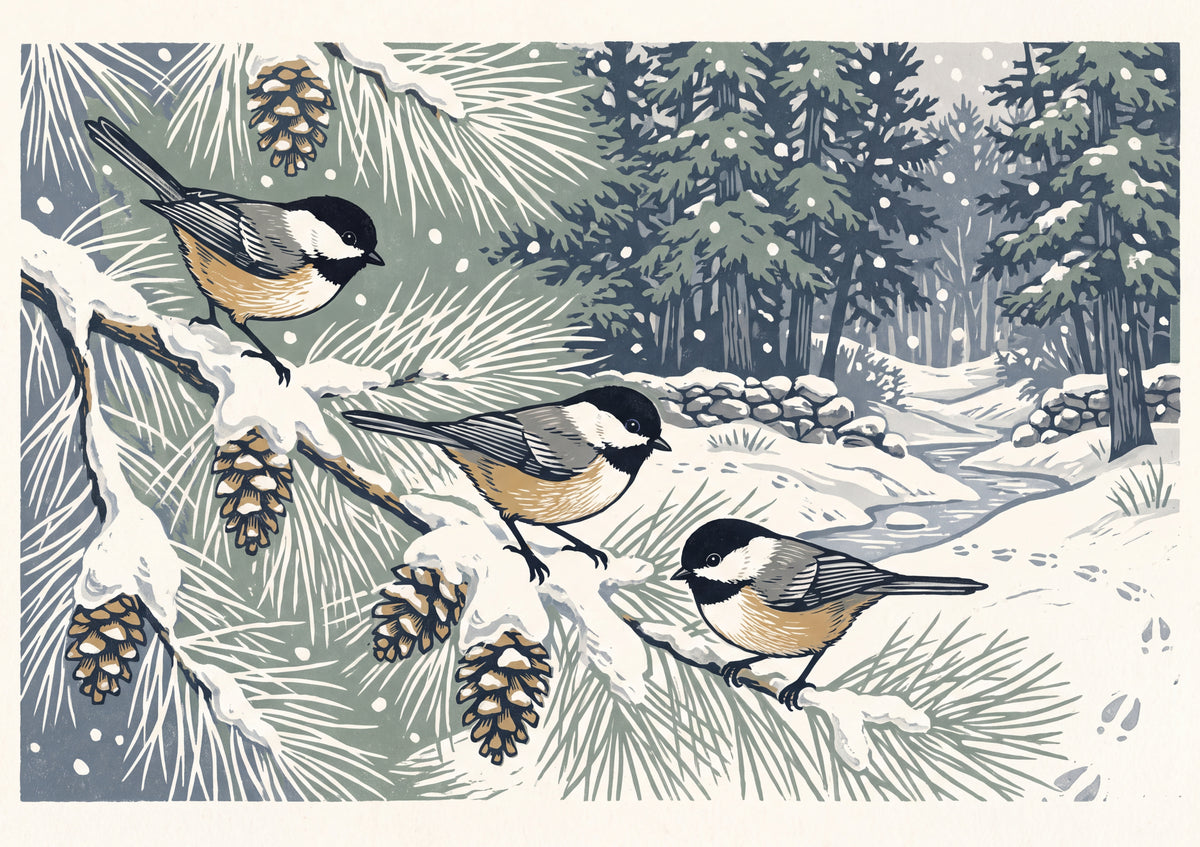 Chickadees on the Snowy Pine jigsaw puzzle