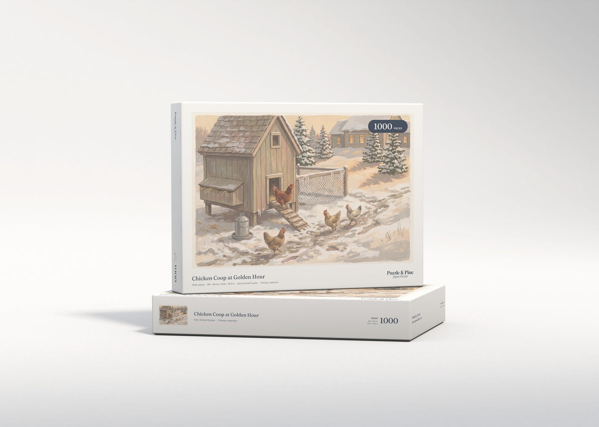 Chicken Coop at Golden Hour jigsaw puzzle - gift box