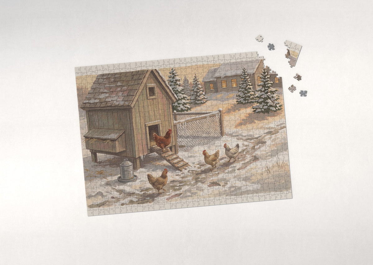 Chicken Coop at Golden Hour jigsaw puzzle - puzzle with loose pieces
