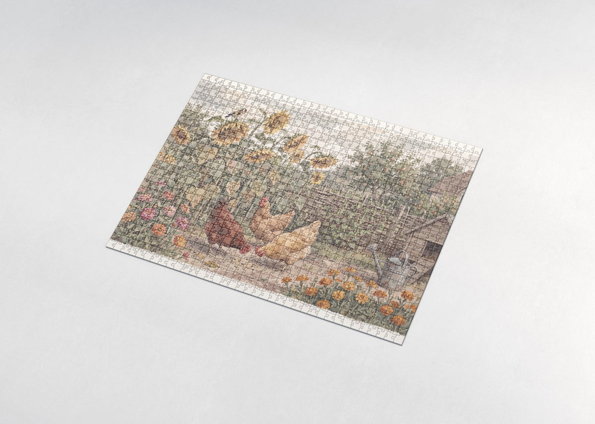 Chickens and Sunflowers jigsaw puzzle - assembled puzzle