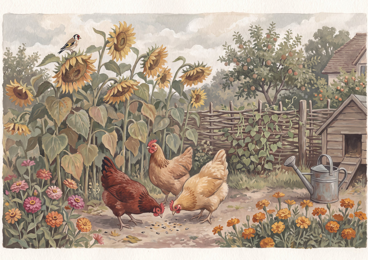 Chickens and Sunflowers jigsaw puzzle